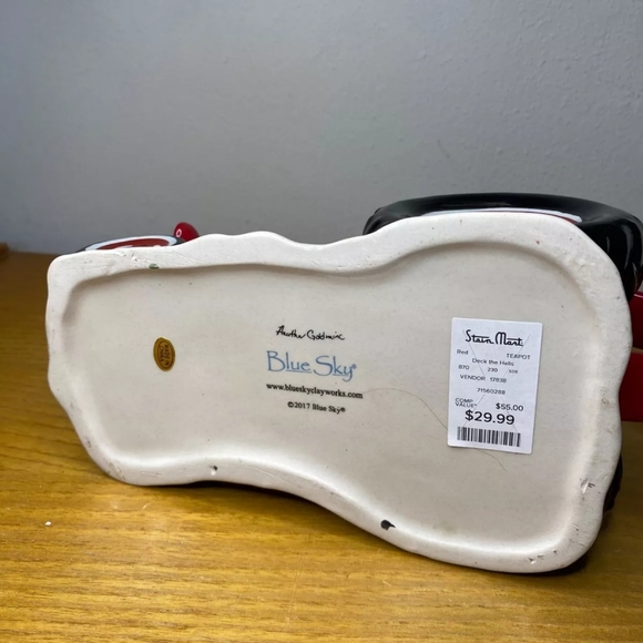 Tractor Tree Ceramic Teapot By Blue Sky Clayworks 9x8” Red - Picture 3 of 3